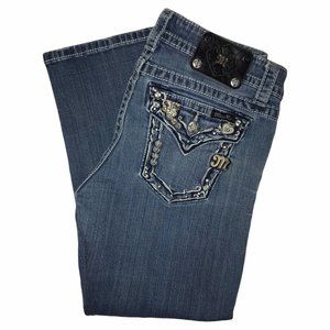 Miss Me Embroidered Studded Boyfriend Capris 26 24